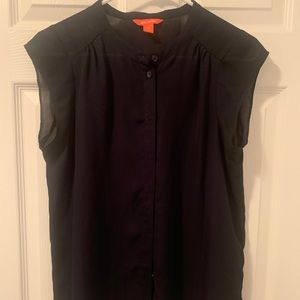 Joe Fresh Navy Chiffon Short Sleeve Blouse